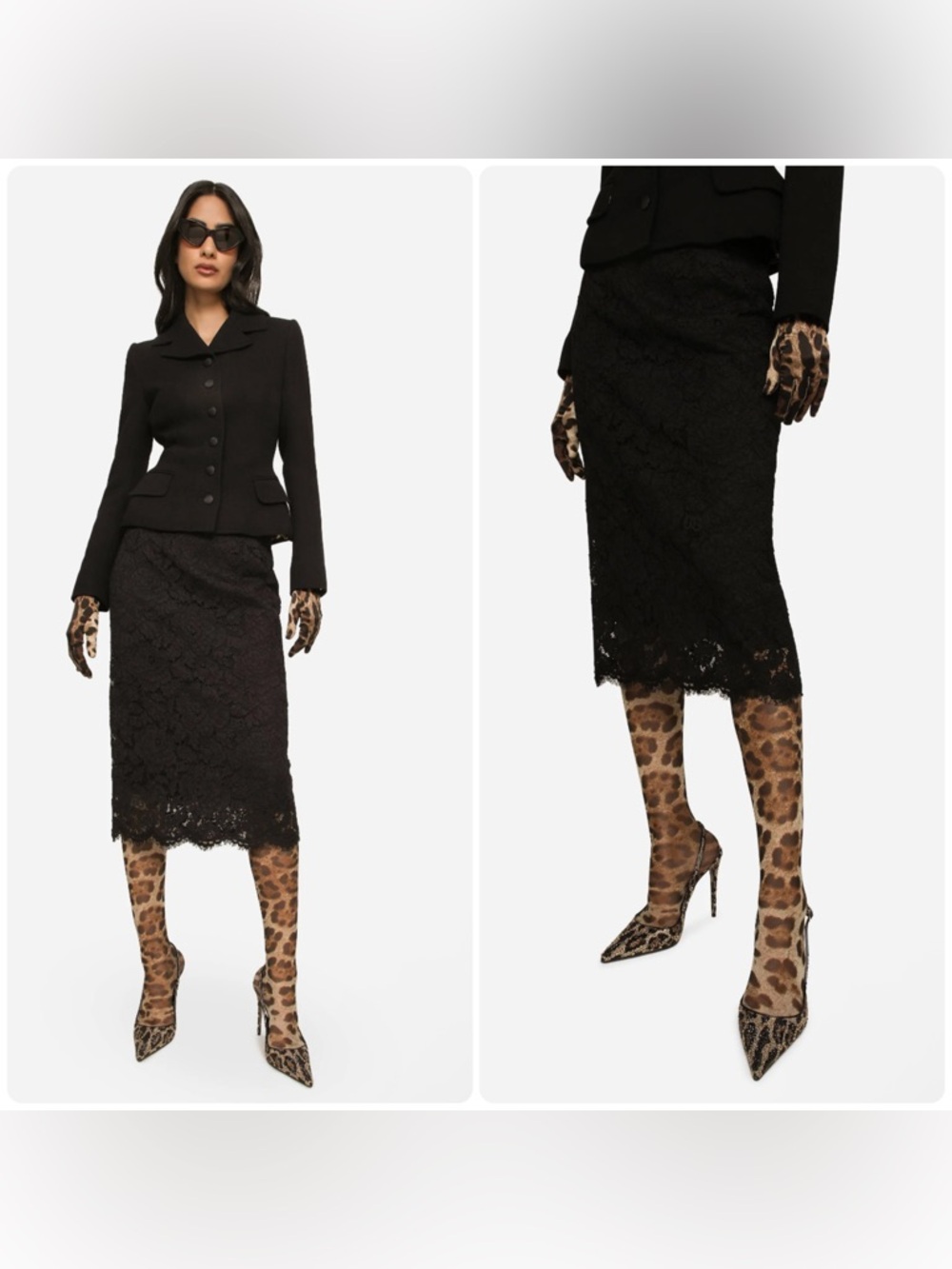 New! Dolce & Gabanna Black Sheer Lace Midi Skirt 🖤 🐆 size 3& or US XS - Picture 14 of 16